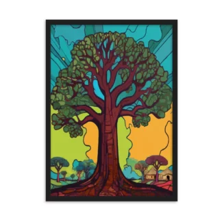 afroshop-afroshop online-baobab-poster-gerahmt-50x70