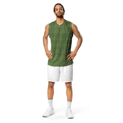 Recyceltes Unisex-Basketballtrikot - Grüne Kreise – Bild 2