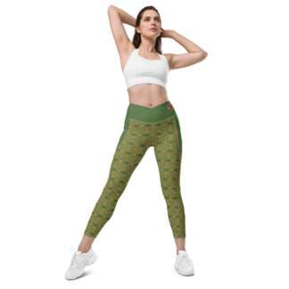 V-Bund-Leggings mit Taschen Grün