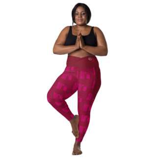 V-Bund-Leggings mit Taschen Burgund