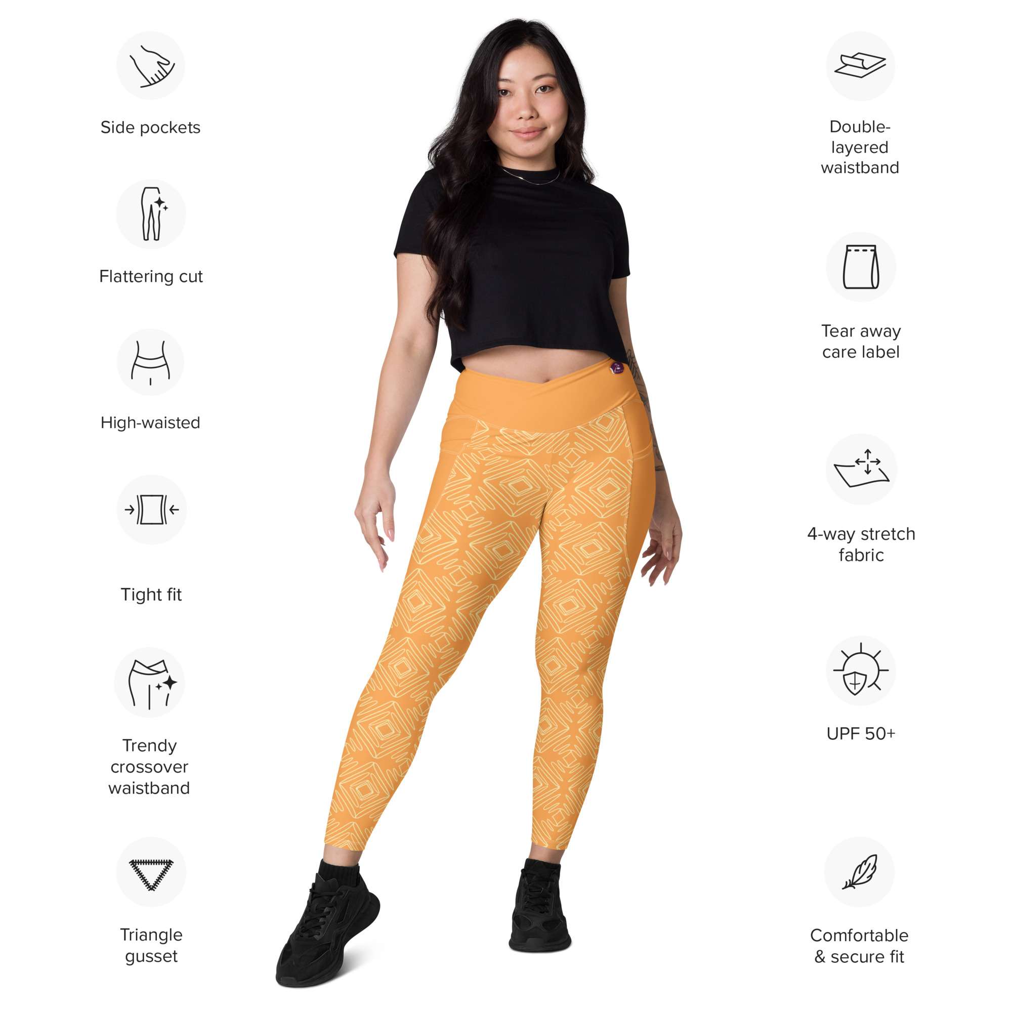 V-Bund-Leggings mit Taschen Gelb – Bild 5
