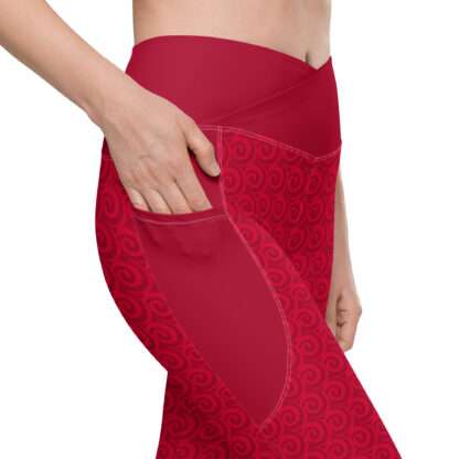 V-Bund-Leggings mit Taschen Rot