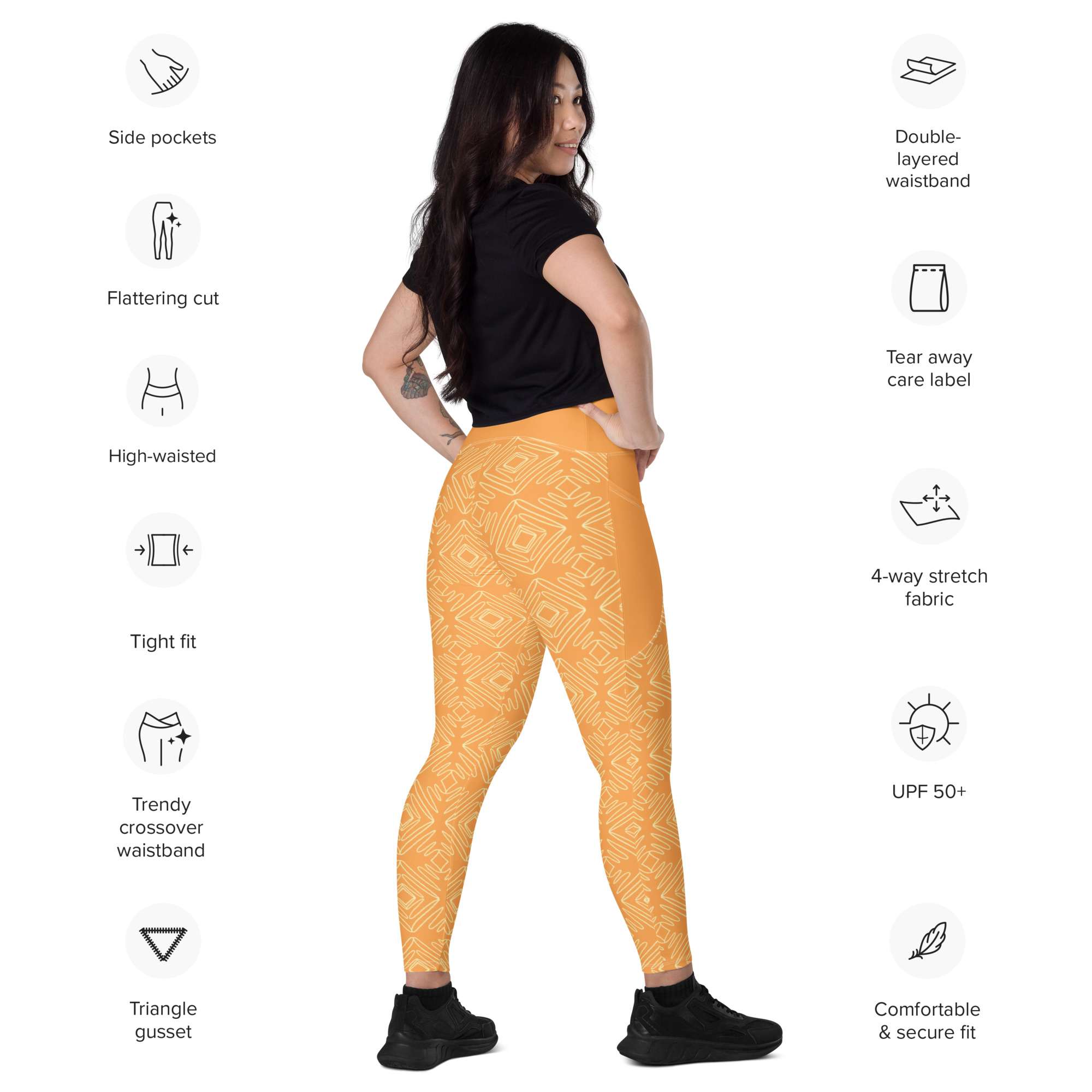 V-Bund-Leggings mit Taschen Gelb – Bild 4