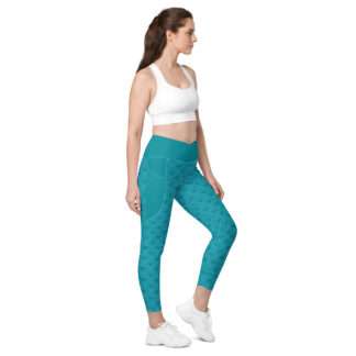 V-Bund-Leggings mit Taschen Türkis