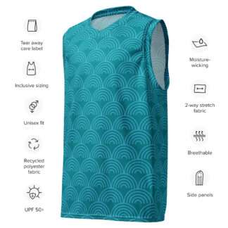 Recyceltes Unisex-Basketballtrikot Türkis